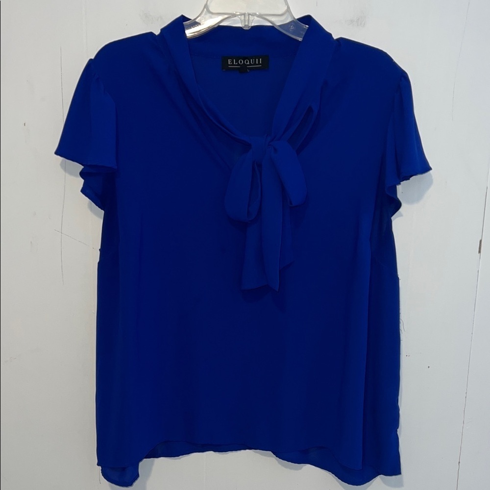 Eloquii Royal Blue Tie-Front Blouse 072625